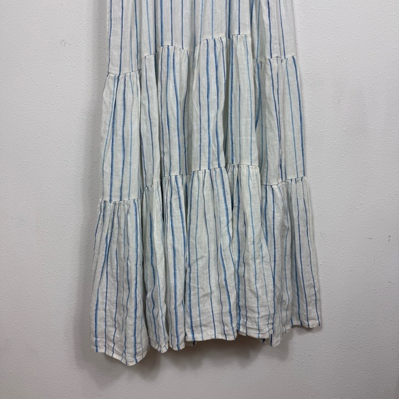 Madewell Cami Tier Midi Linen Dress in Stripe Euro Summer Capsule Women’s 14 - Picture 9 of 9